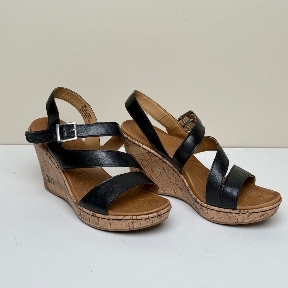 BOC Black Strappy Wedge Sandals
